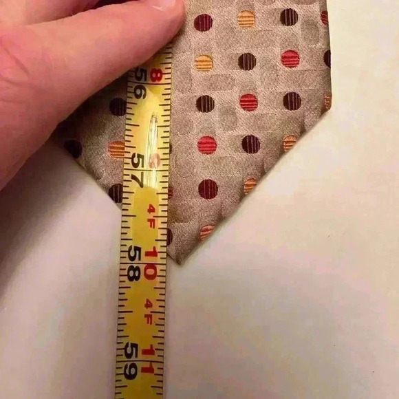 NWT Lot Of 2 Geoffrey Beene Ties Silk-Tan With Polka Dots, Blue With Red Design - Picture 8 of 11